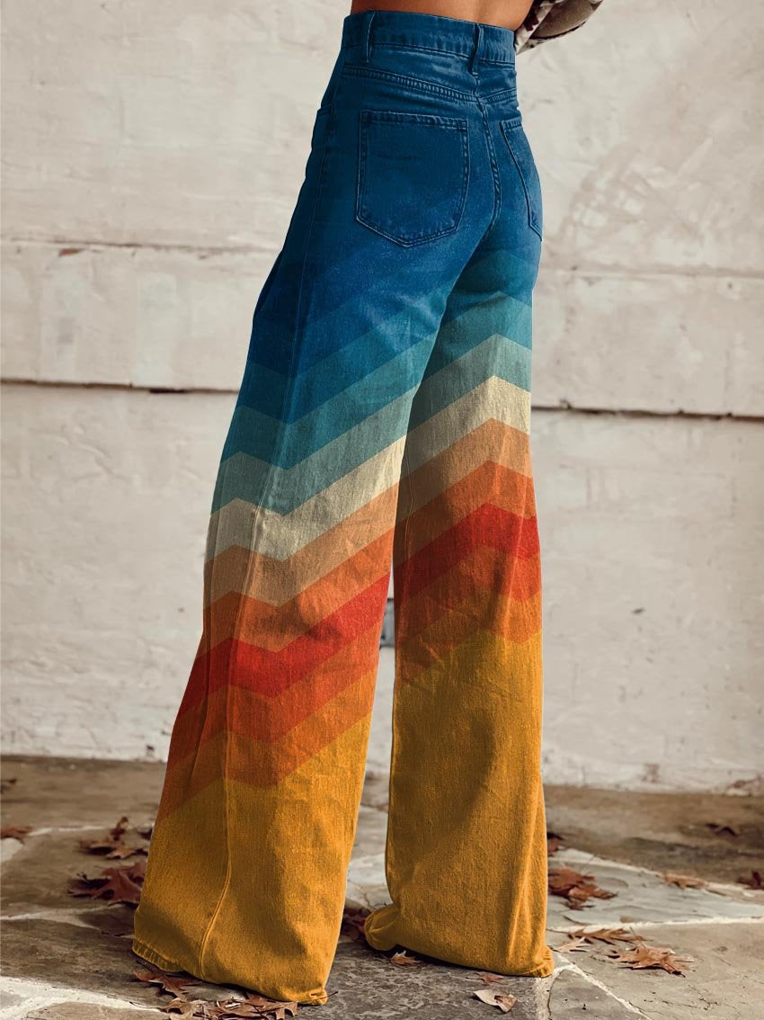 Desia – Retro Chevron Wide Leg Trousers