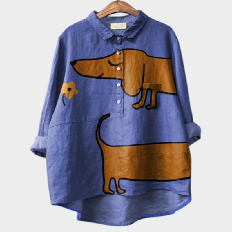 PALMIRA | Oversize Shirt with Canine Design and Everyday Comfort for a Carefree Look