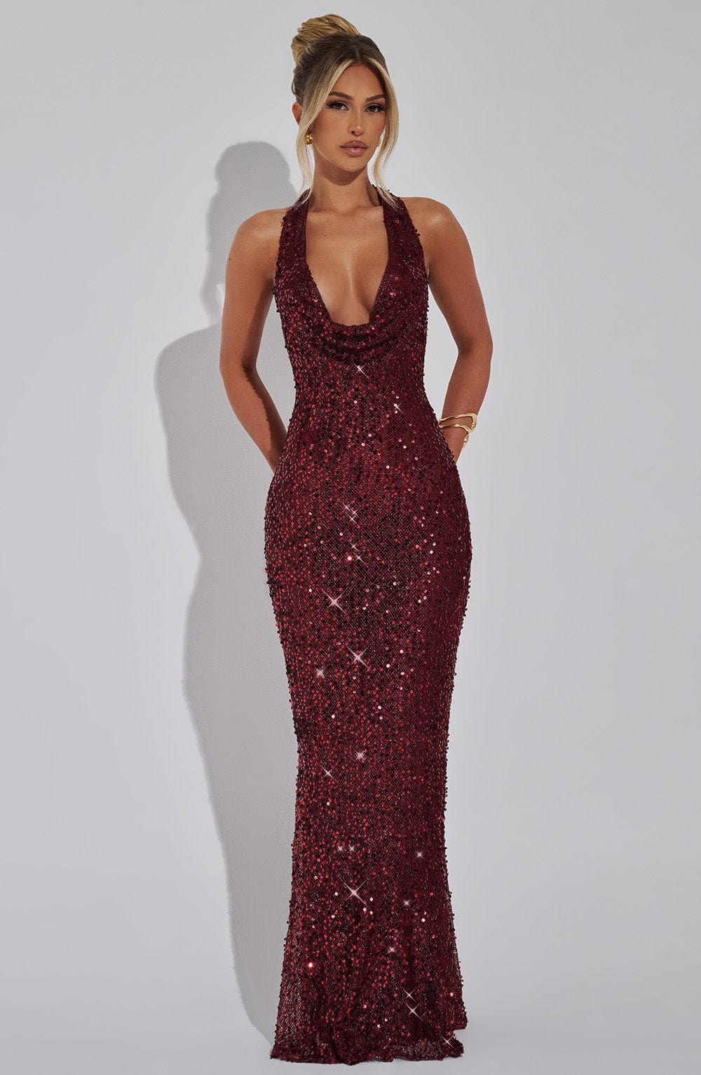 Letizia – Backless Sequin Halter Gown