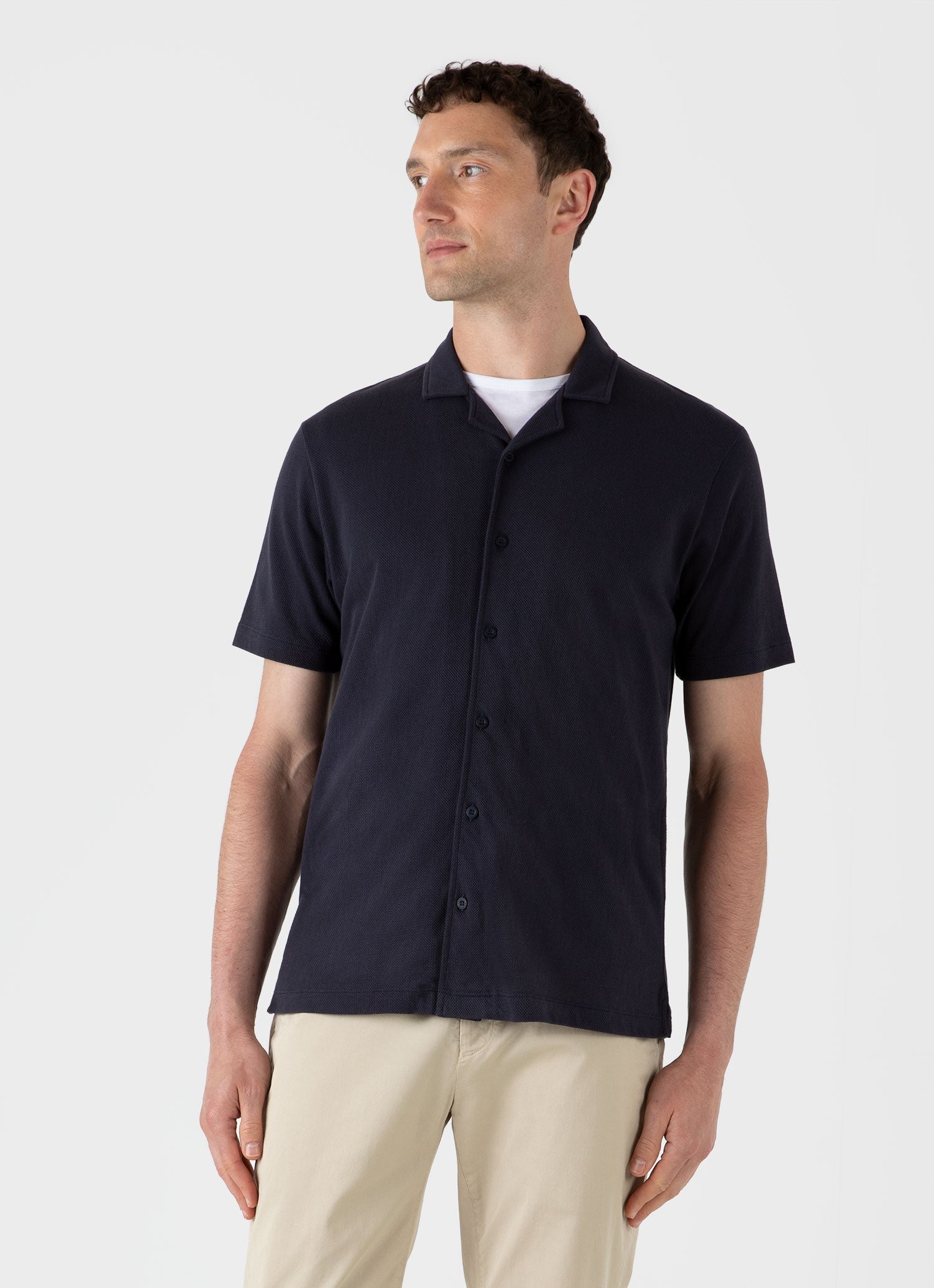 James - Men's Riviera Camp Collar Shirt Navy
