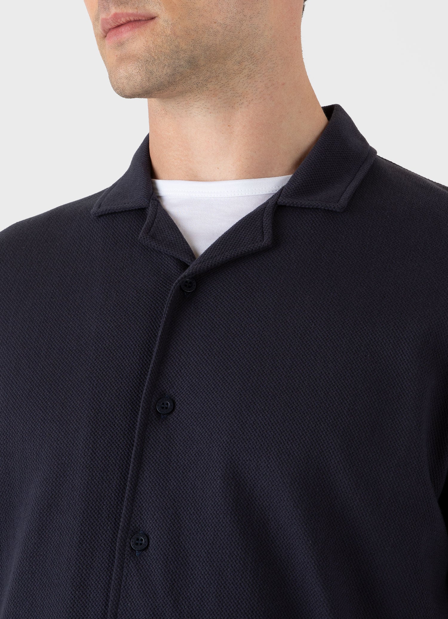 James - Men's Riviera Camp Collar Shirt Navy