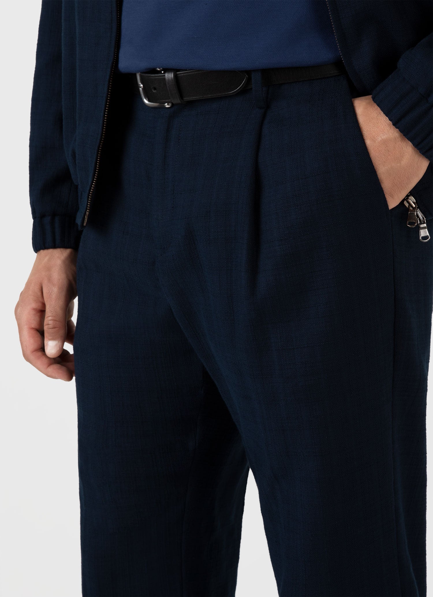 Charlie  - Men's Cotton Raffia Pleat Trouser