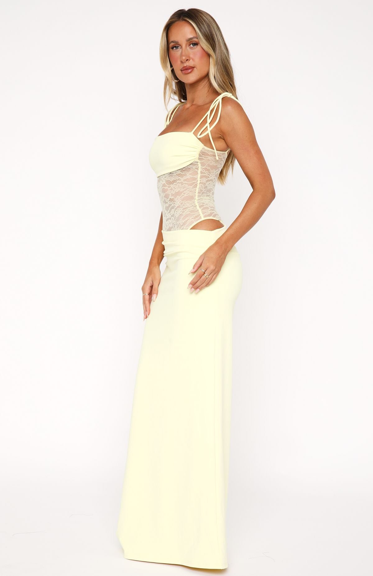 Ymilia – Lace Corset Tie-Strap Gown