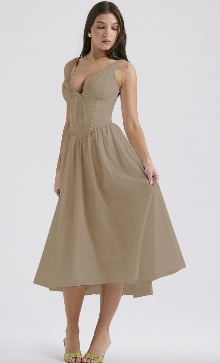 Lavinia – Corset-Bodice Midi Dress