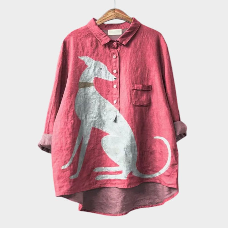 PALMIRA | Oversize Shirt with Canine Design and Everyday Comfort for a Carefree Look