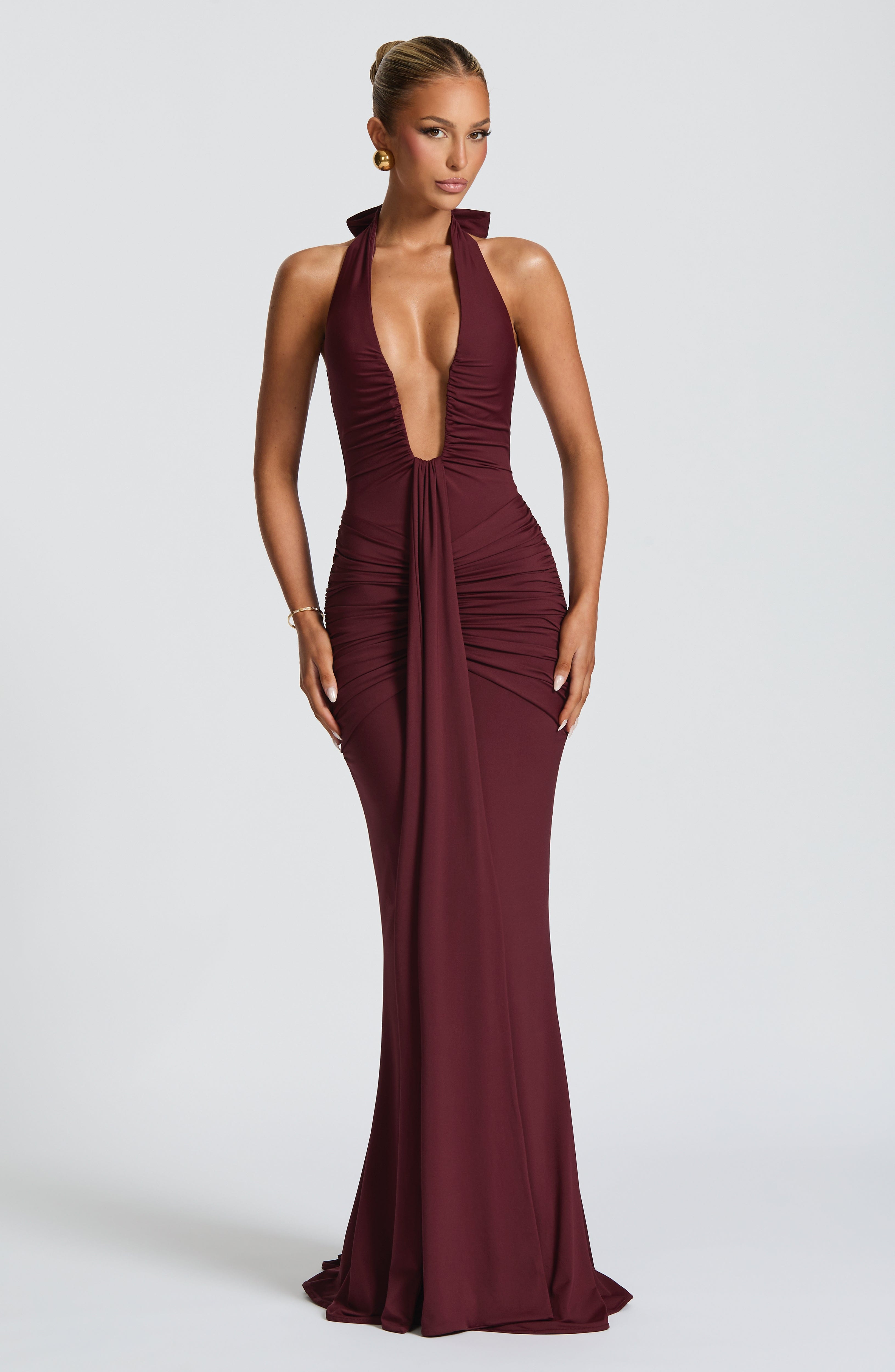 Bianca – Ruched Halter-Neck Gown