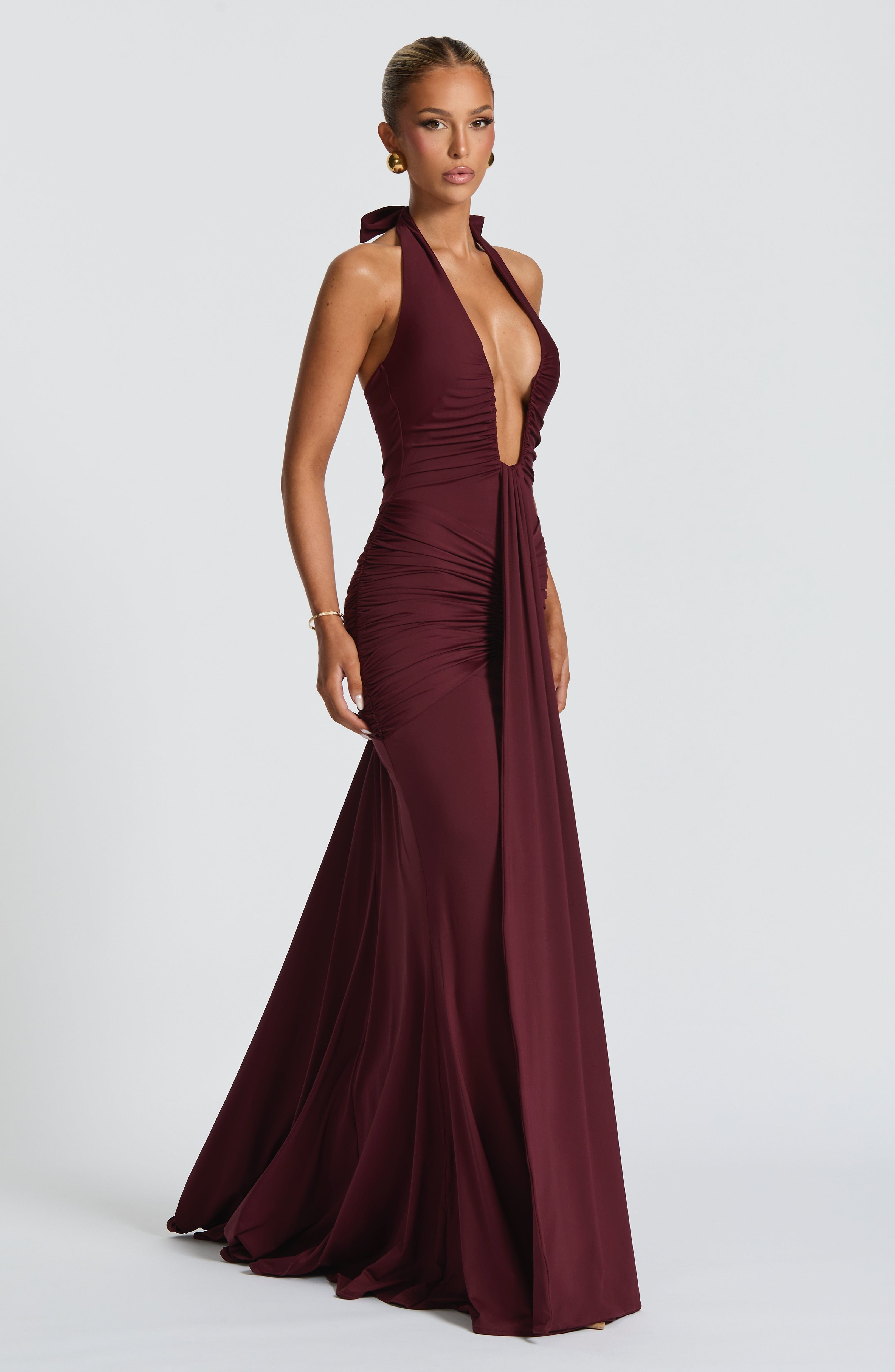 Bianca – Ruched Halter-Neck Gown