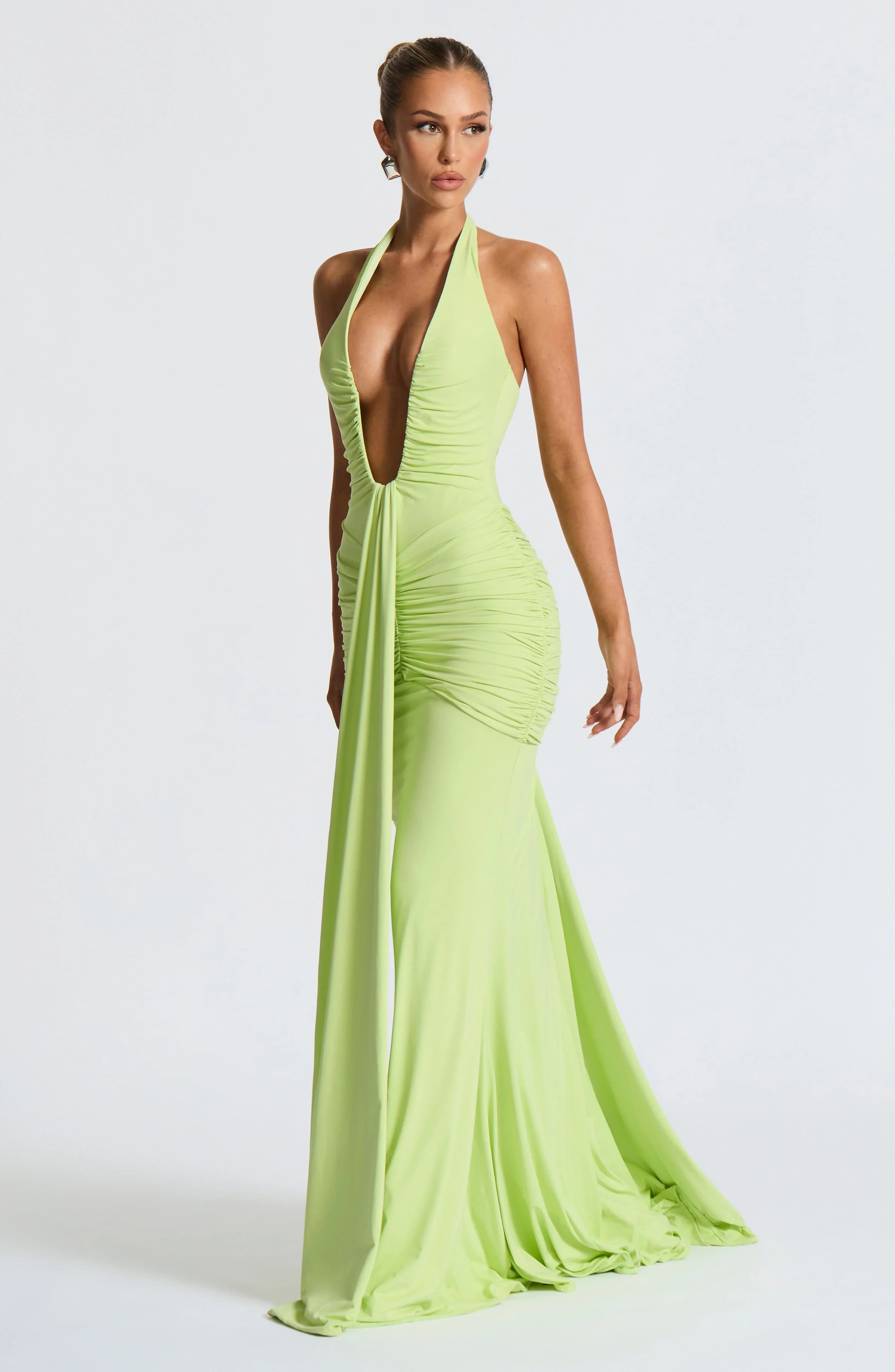 Ilenia – Deep Plunge Halter Gown
