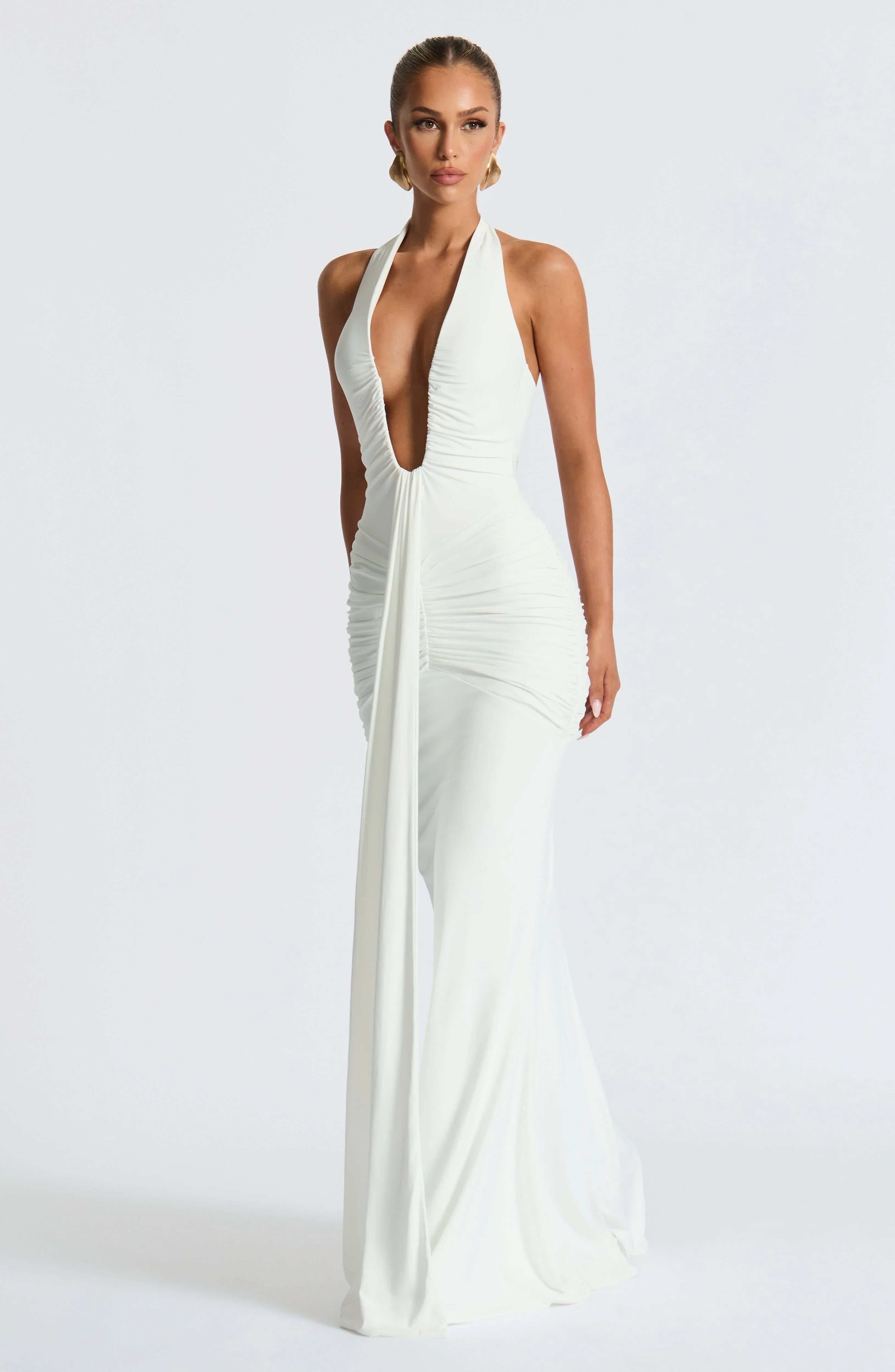 Ilenia – Deep Plunge Halter Gown