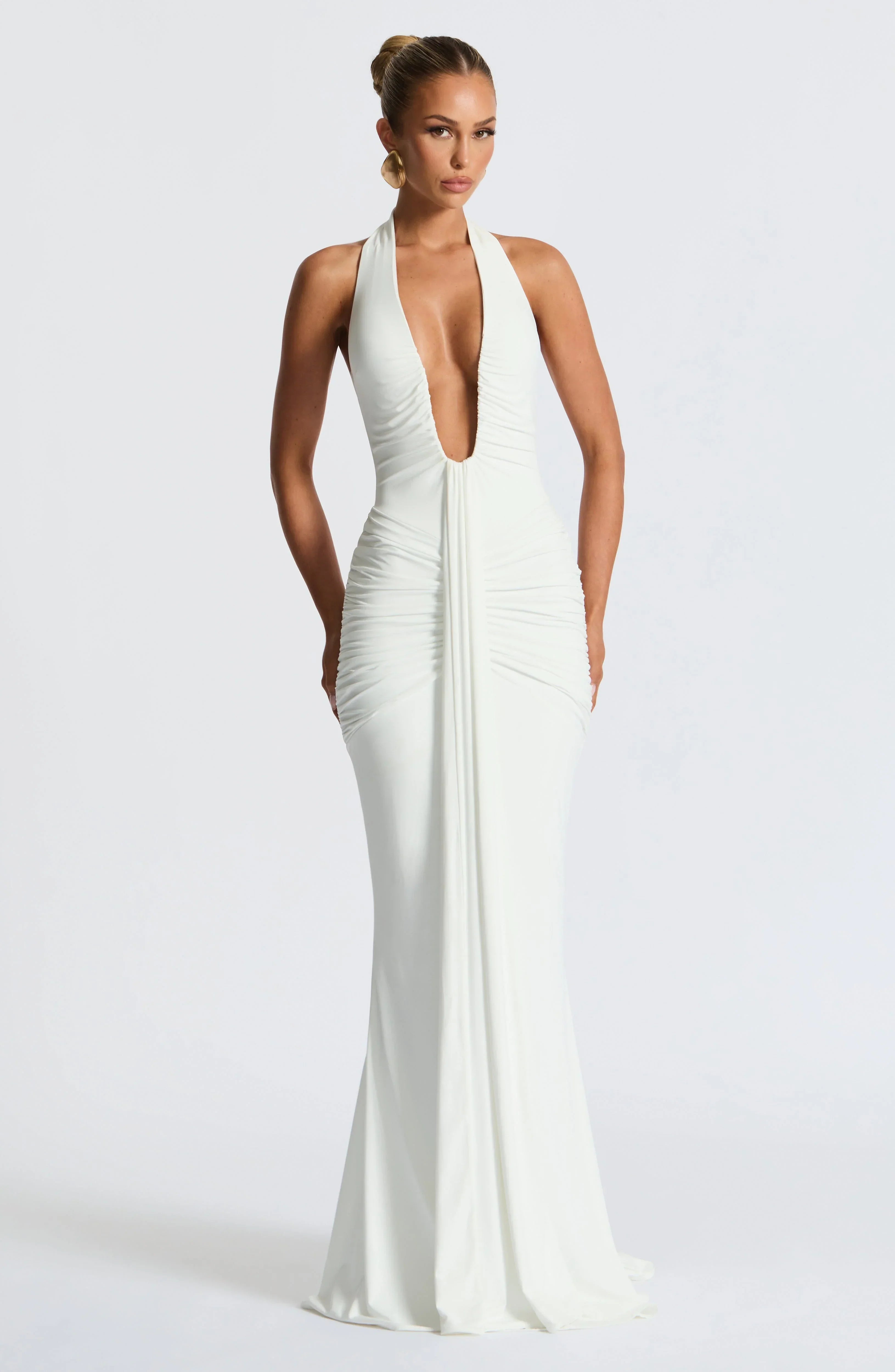 Ilenia – Deep Plunge Halter Gown