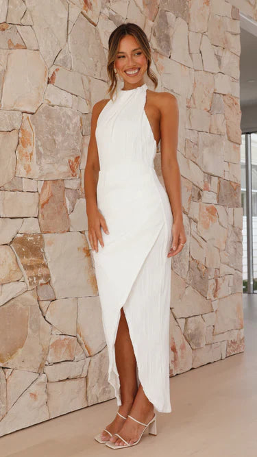 Shyann – Crinkle Halter Wrap Dress
