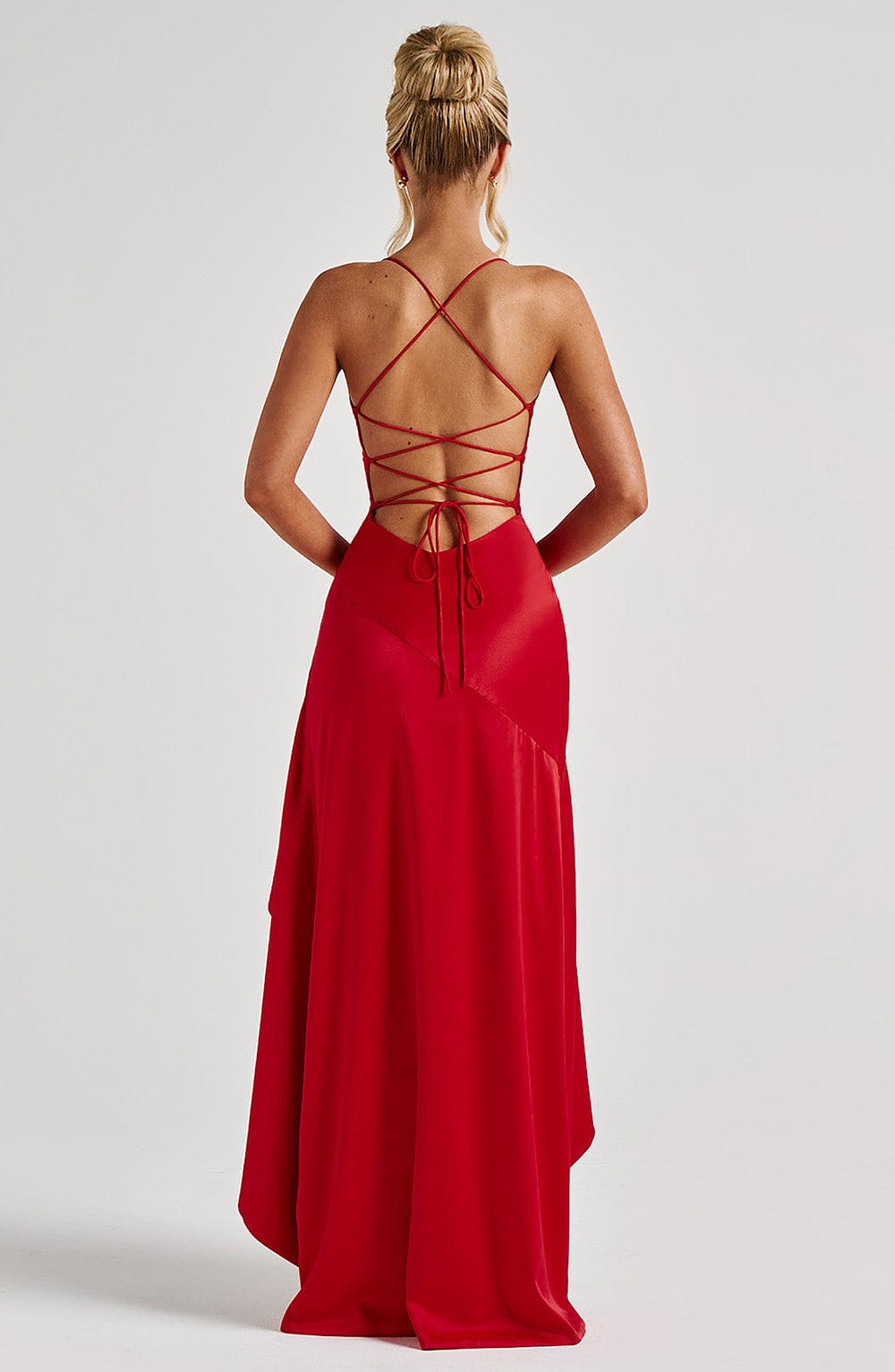 Delia – Draped Ruffle Hem Gown