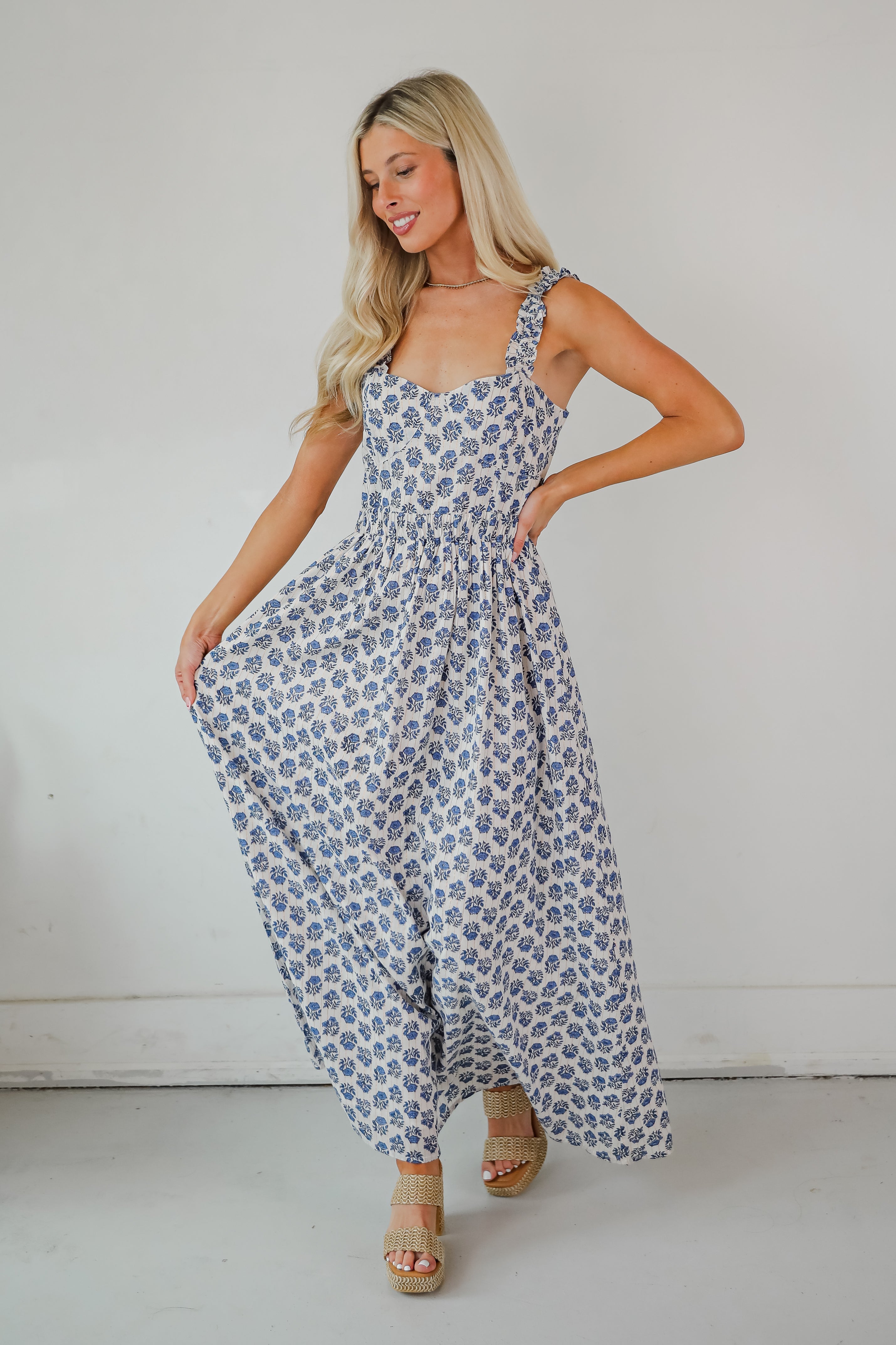 Olivia - Element Blue Floral Maxi Dress