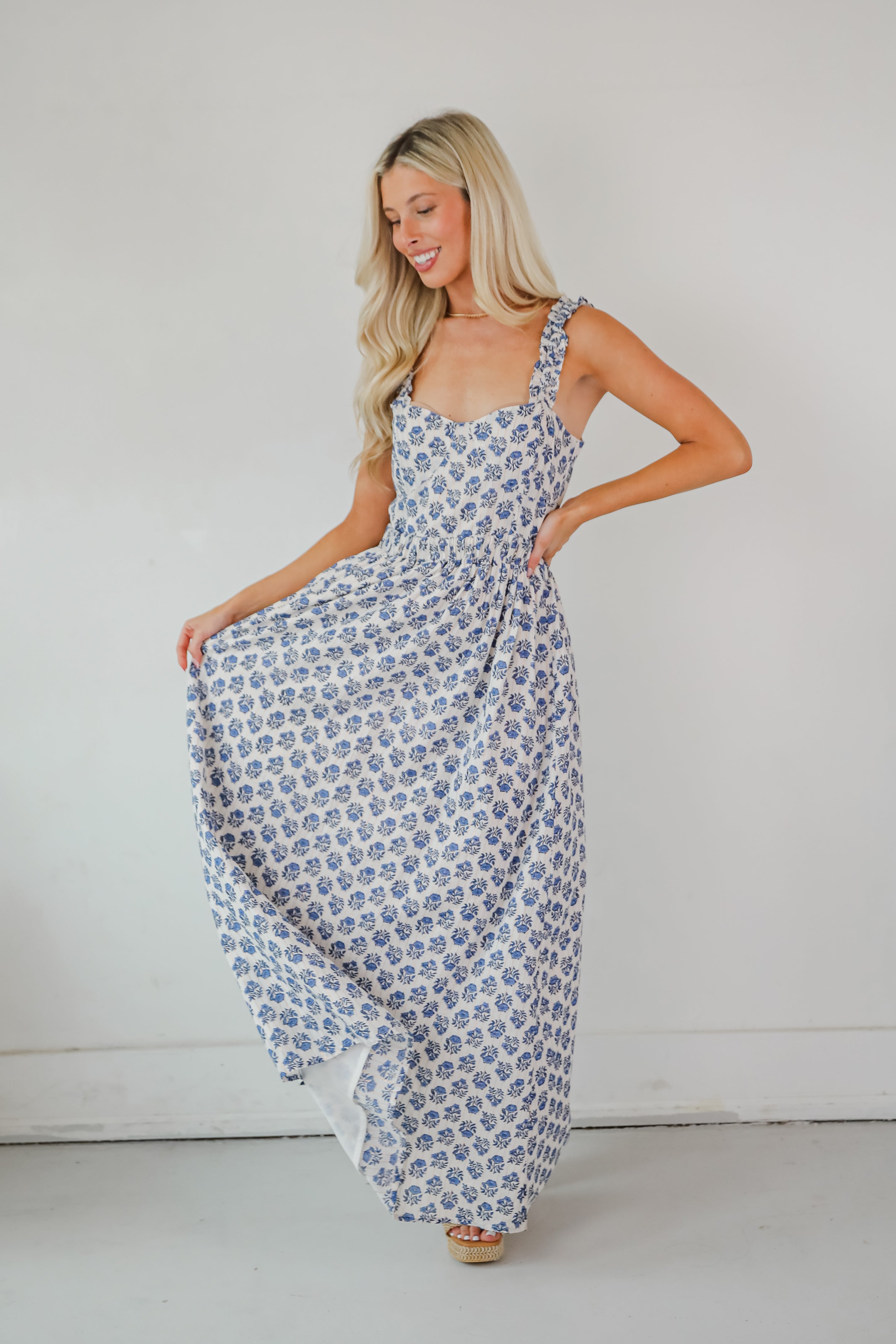 Olivia - Element Blue Floral Maxi Dress