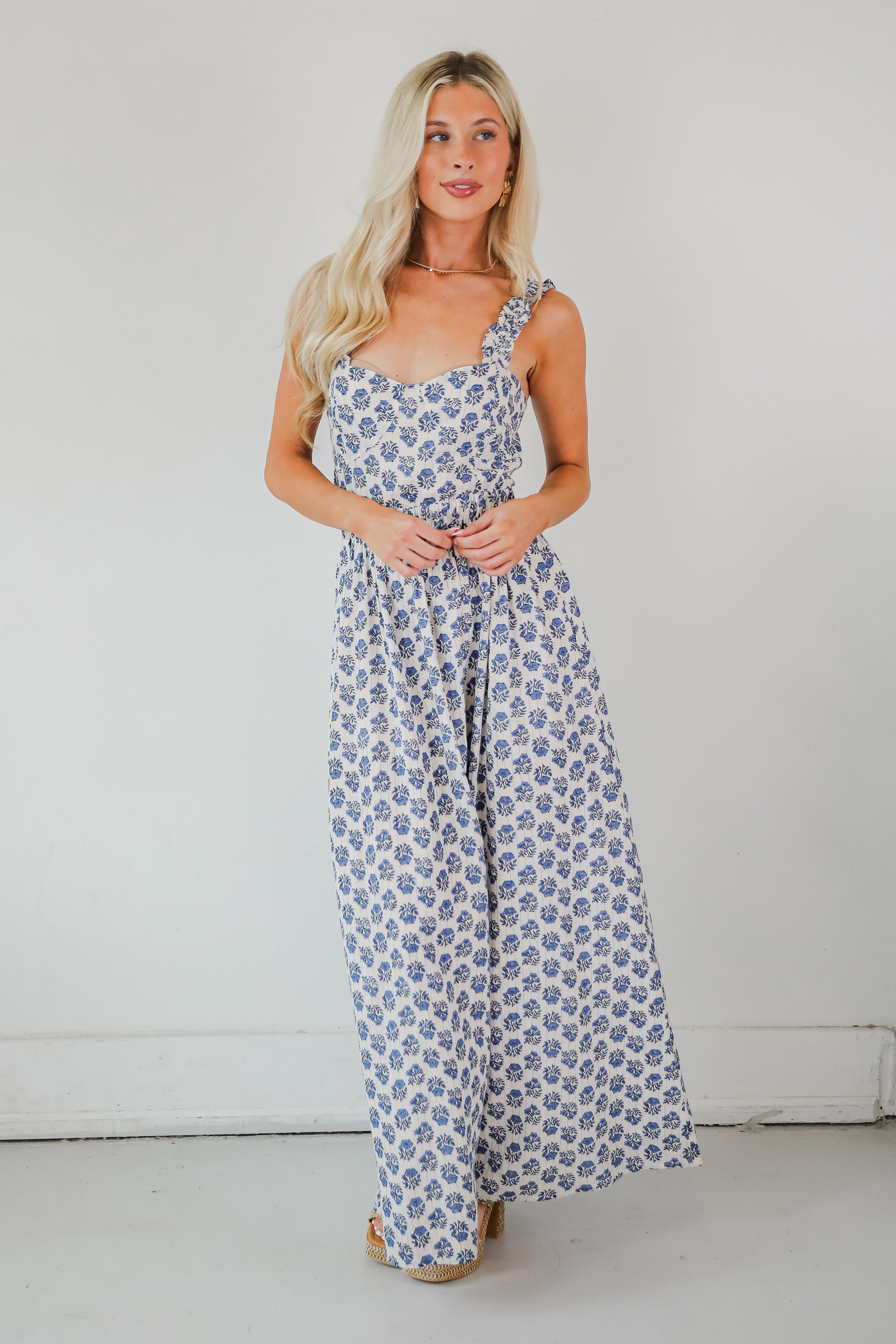 Olivia - Element Blue Floral Maxi Dress