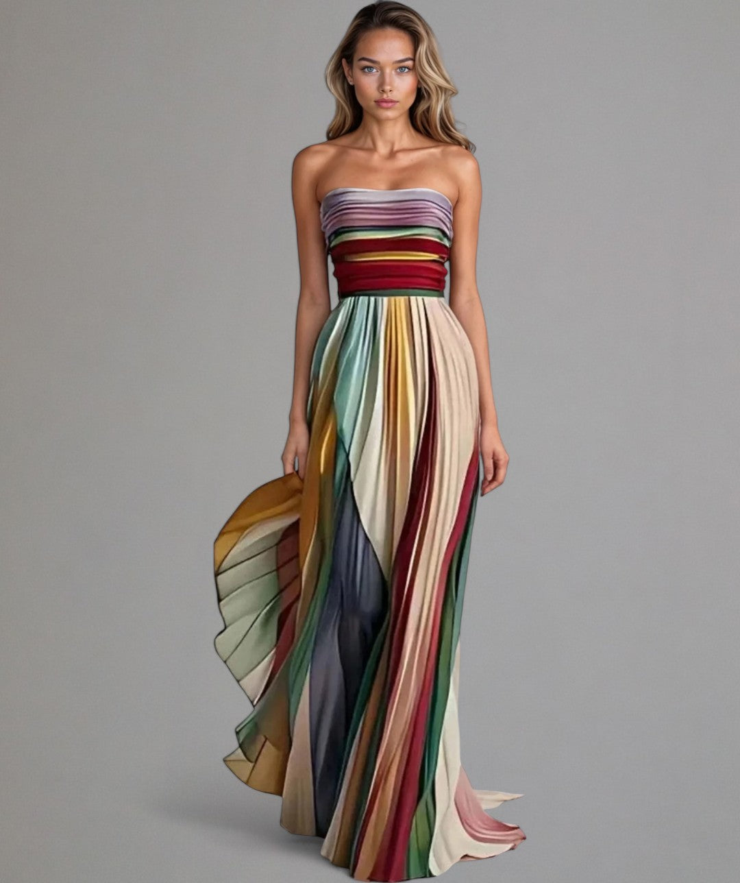 Isla – Colourful Strapless Summer Holiday Dress
