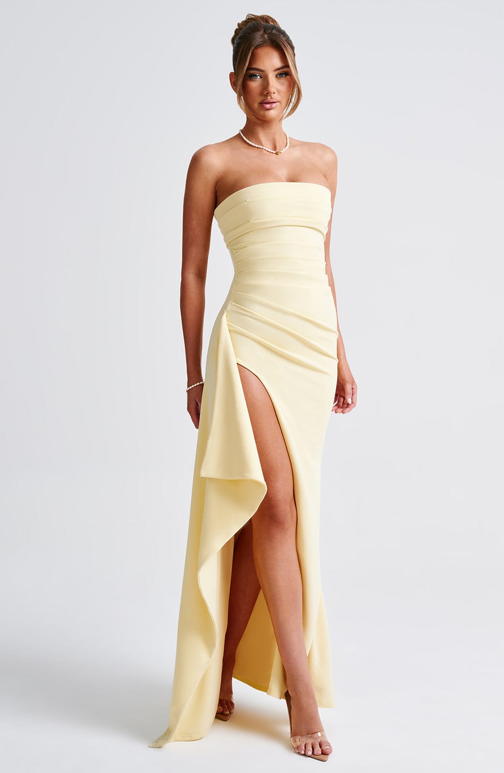Adriana – Strapless Draped Split Gown