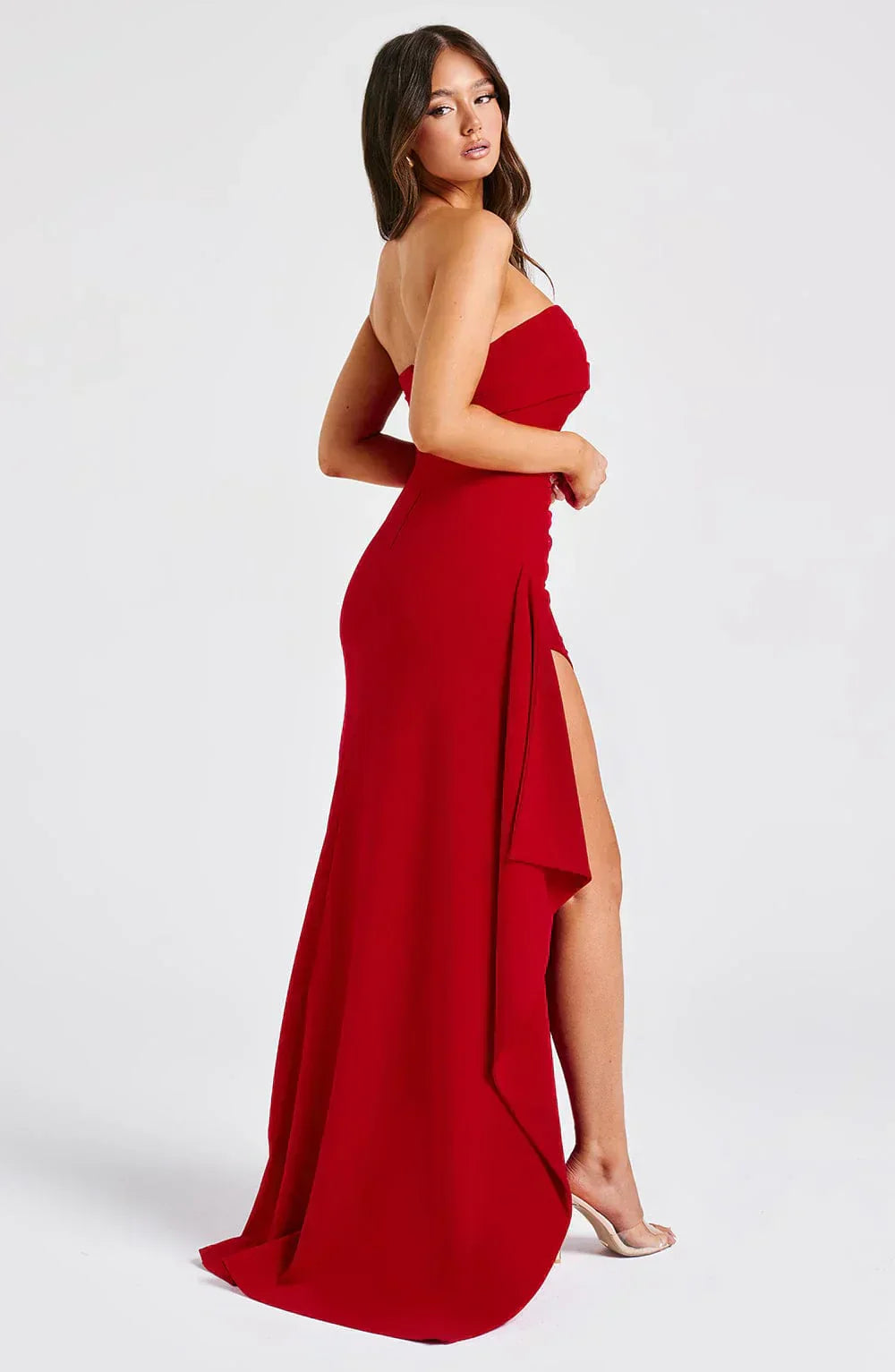 Selene – Strapless Drape Slit Gown